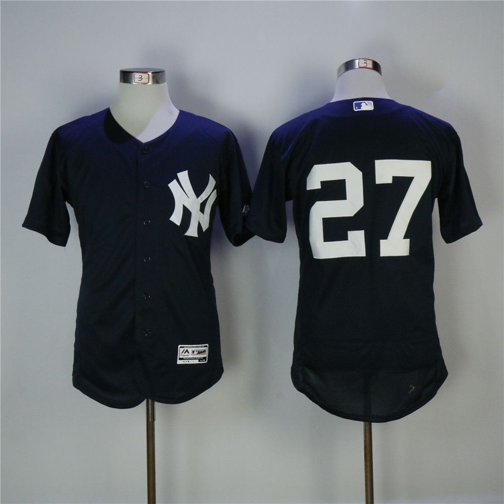 Men New York Yankees 27 No name Blue MLB Jerseys